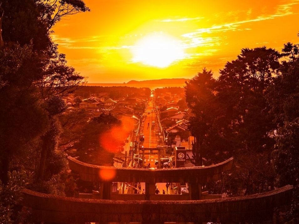 宮地嶽神社で秋の「光の道」が見られます